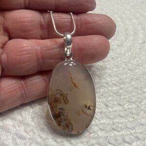 Beautiful STICK AGATE Handmade Sterling 925 Pendant/Chain #320E
